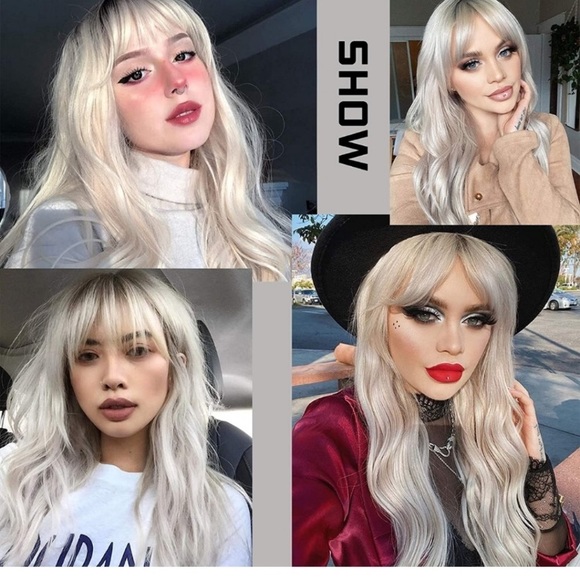 New Long Wavy Ombre Synthetic Wig with Bangs main image 7